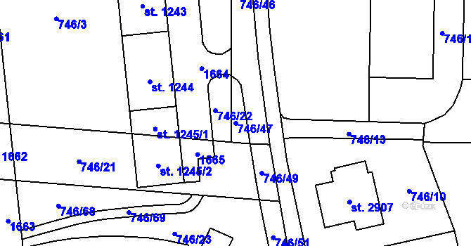 Parcela st. 746/47 v KÚ Blansko, Katastrální mapa
