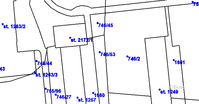Parcela st. 746/53 v KÚ Blansko, Katastrální mapa