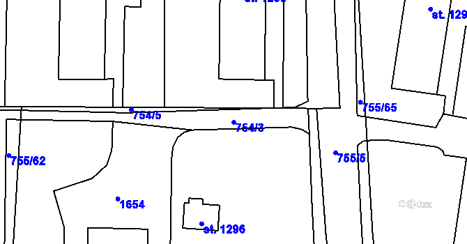 Parcela st. 754/3 v KÚ Blansko, Katastrální mapa