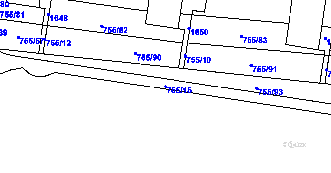Parcela st. 755/15 v KÚ Blansko, Katastrální mapa
