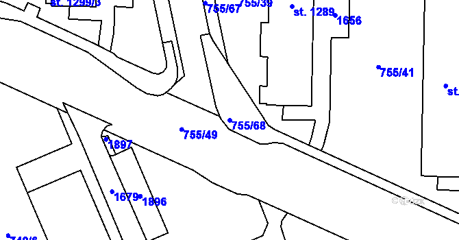 Parcela st. 755/68 v KÚ Blansko, Katastrální mapa