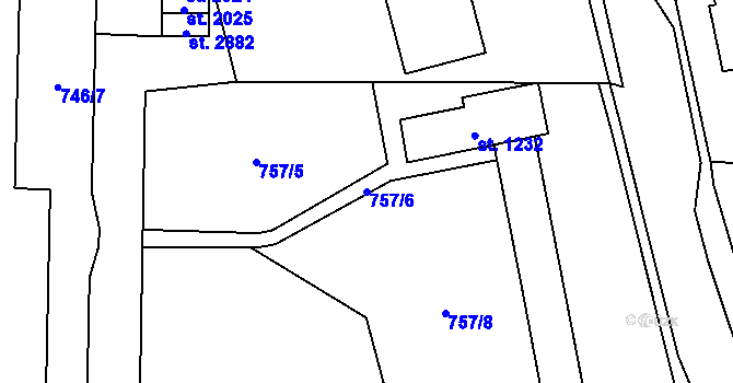 Parcela st. 757/6 v KÚ Blansko, Katastrální mapa
