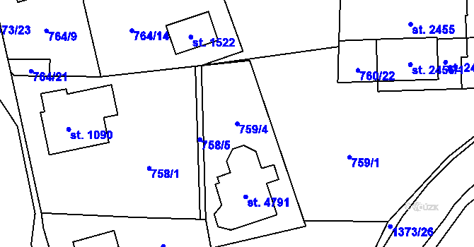Parcela st. 759/4 v KÚ Blansko, Katastrální mapa