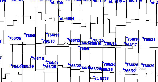 Parcela st. 766/13 v KÚ Blansko, Katastrální mapa