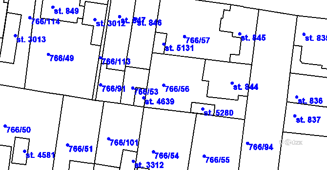 Parcela st. 766/56 v KÚ Blansko, Katastrální mapa