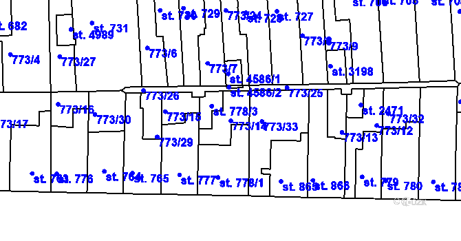 Parcela st. 773/14 v KÚ Blansko, Katastrální mapa