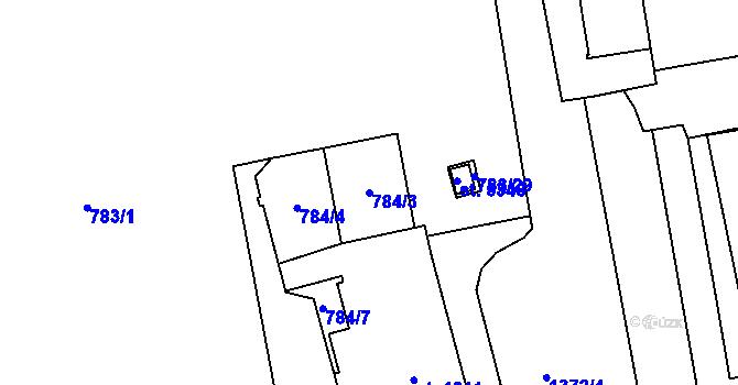 Parcela st. 784/3 v KÚ Blansko, Katastrální mapa