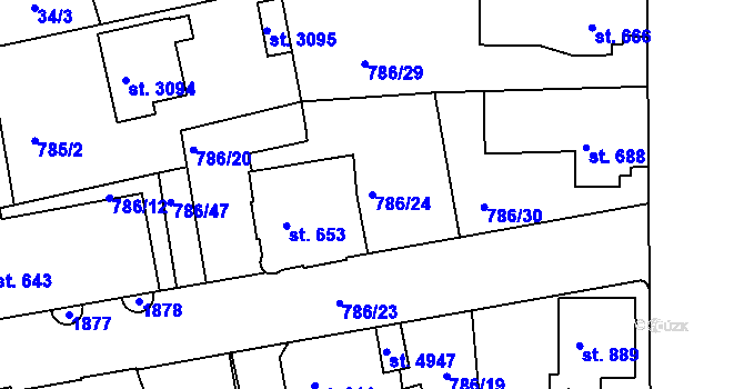 Parcela st. 786/24 v KÚ Blansko, Katastrální mapa