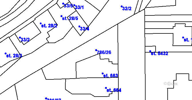 Parcela st. 786/26 v KÚ Blansko, Katastrální mapa