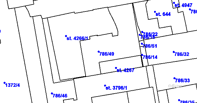 Parcela st. 786/49 v KÚ Blansko, Katastrální mapa