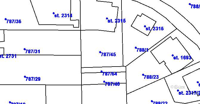 Parcela st. 787/45 v KÚ Blansko, Katastrální mapa