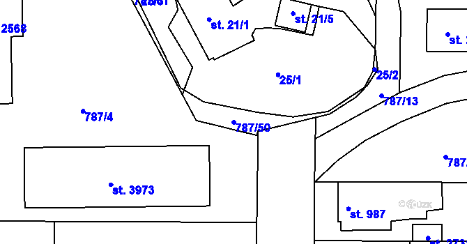 Parcela st. 787/50 v KÚ Blansko, Katastrální mapa