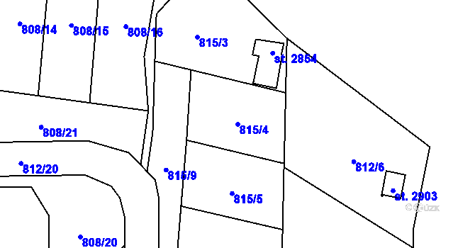 Parcela st. 815/4 v KÚ Blansko, Katastrální mapa