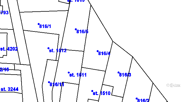 Parcela st. 816/4 v KÚ Blansko, Katastrální mapa