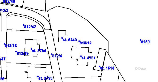 Parcela st. 816/12 v KÚ Blansko, Katastrální mapa