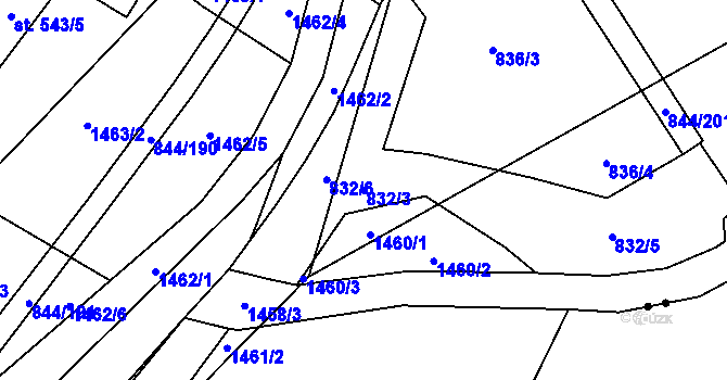 Parcela st. 832/3 v KÚ Blansko, Katastrální mapa