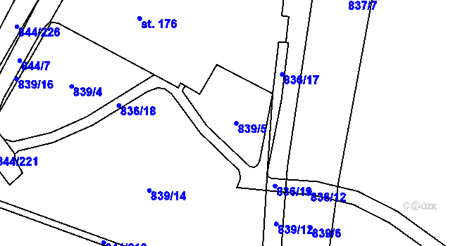 Parcela st. 839/5 v KÚ Blansko, Katastrální mapa