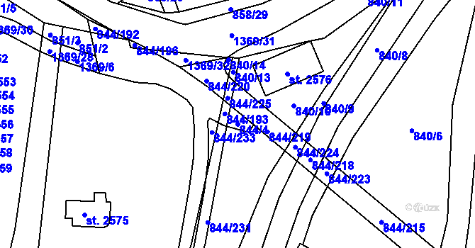 Parcela st. 844/4 v KÚ Blansko, Katastrální mapa