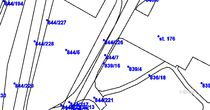 Parcela st. 844/7 v KÚ Blansko, Katastrální mapa
