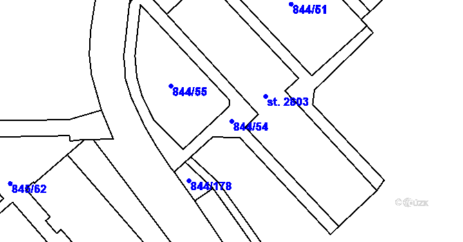 Parcela st. 844/54 v KÚ Blansko, Katastrální mapa
