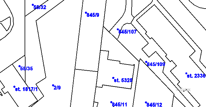 Parcela st. 845/10 v KÚ Blansko, Katastrální mapa