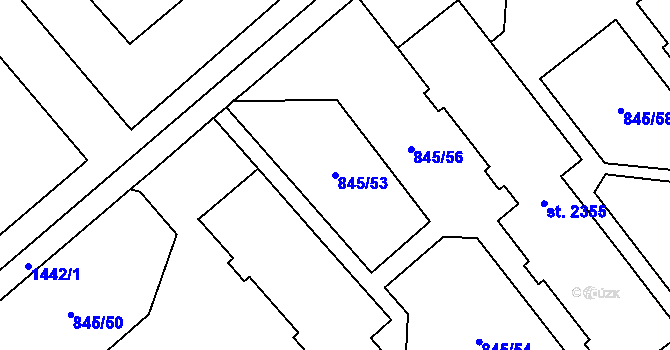Parcela st. 845/53 v KÚ Blansko, Katastrální mapa
