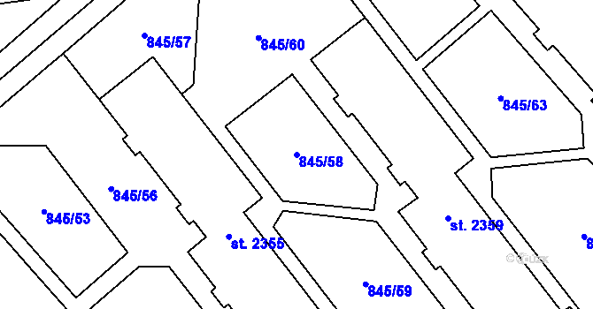 Parcela st. 845/58 v KÚ Blansko, Katastrální mapa