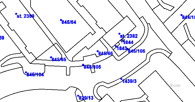 Parcela st. 845/66 v KÚ Blansko, Katastrální mapa