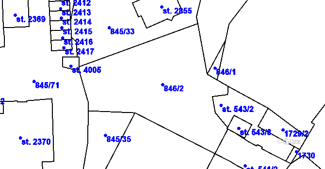 Parcela st. 846/2 v KÚ Blansko, Katastrální mapa