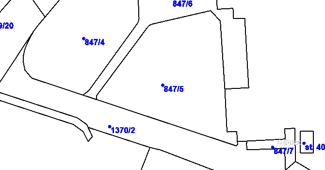 Parcela st. 847/5 v KÚ Blansko, Katastrální mapa