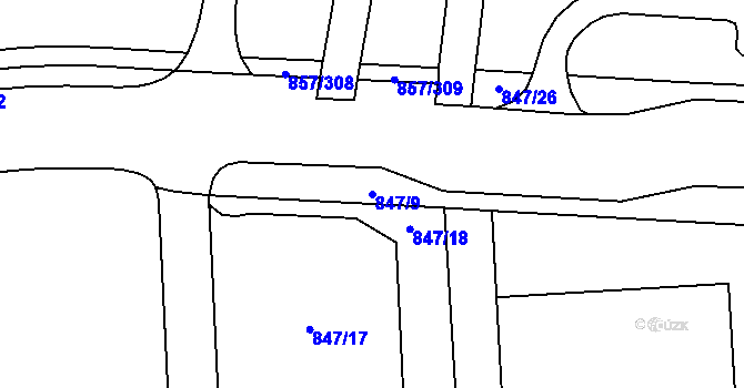 Parcela st. 847/9 v KÚ Blansko, Katastrální mapa