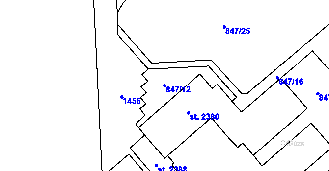 Parcela st. 847/12 v KÚ Blansko, Katastrální mapa