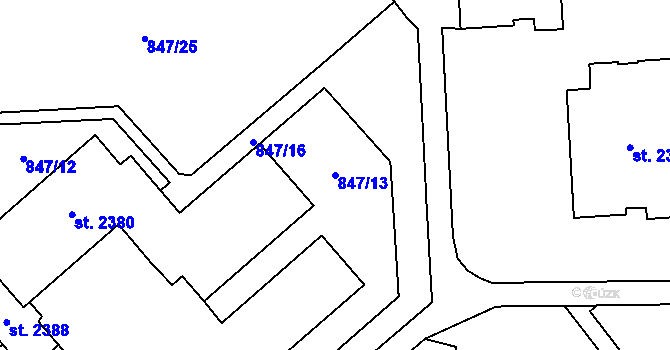 Parcela st. 847/13 v KÚ Blansko, Katastrální mapa