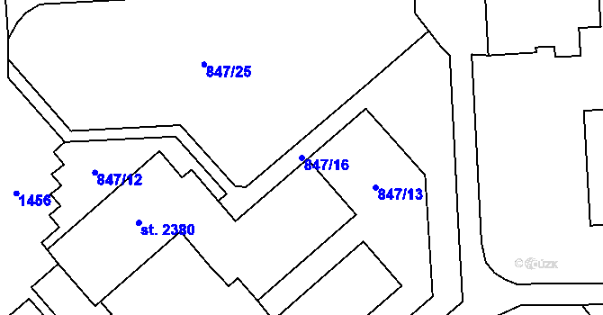 Parcela st. 847/16 v KÚ Blansko, Katastrální mapa
