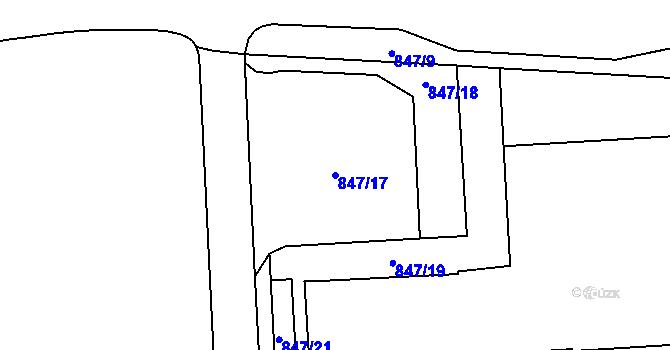 Parcela st. 847/17 v KÚ Blansko, Katastrální mapa