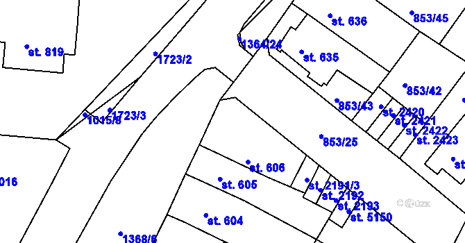 Parcela st. 853/71 v KÚ Blansko, Katastrální mapa