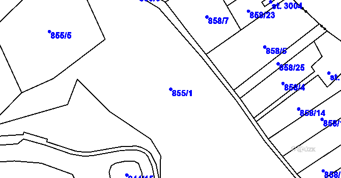 Parcela st. 855/1 v KÚ Blansko, Katastrální mapa