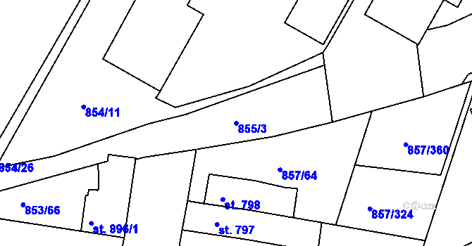 Parcela st. 855/3 v KÚ Blansko, Katastrální mapa
