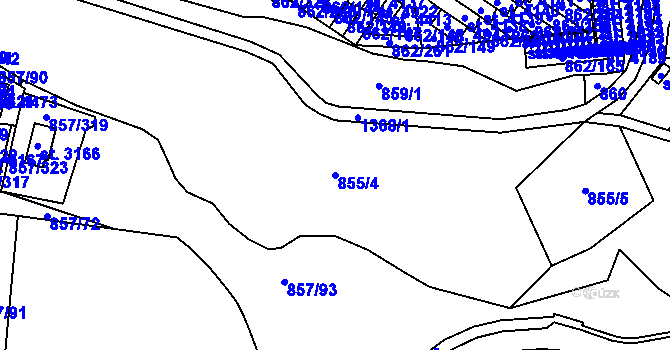 Parcela st. 855/4 v KÚ Blansko, Katastrální mapa