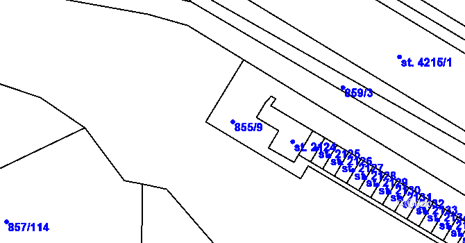 Parcela st. 855/9 v KÚ Blansko, Katastrální mapa