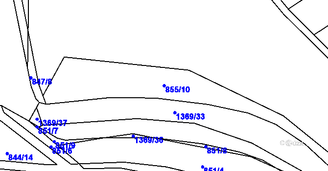 Parcela st. 855/10 v KÚ Blansko, Katastrální mapa