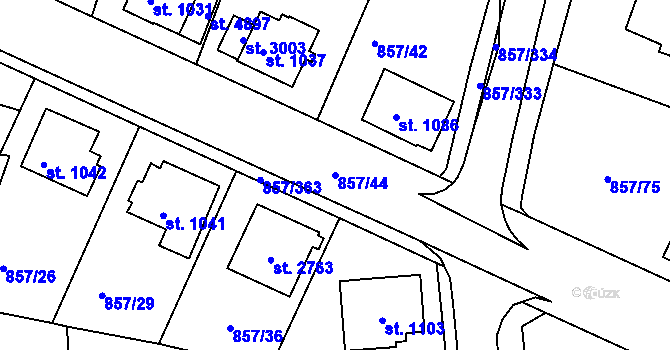 Parcela st. 857/44 v KÚ Blansko, Katastrální mapa