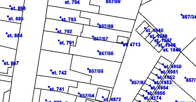 Parcela st. 857/56 v KÚ Blansko, Katastrální mapa