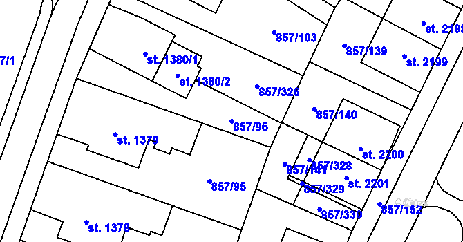 Parcela st. 857/96 v KÚ Blansko, Katastrální mapa