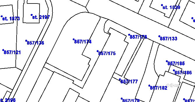 Parcela st. 857/175 v KÚ Blansko, Katastrální mapa