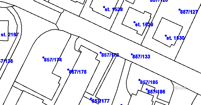 Parcela st. 857/176 v KÚ Blansko, Katastrální mapa