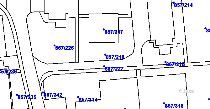 Parcela st. 857/218 v KÚ Blansko, Katastrální mapa