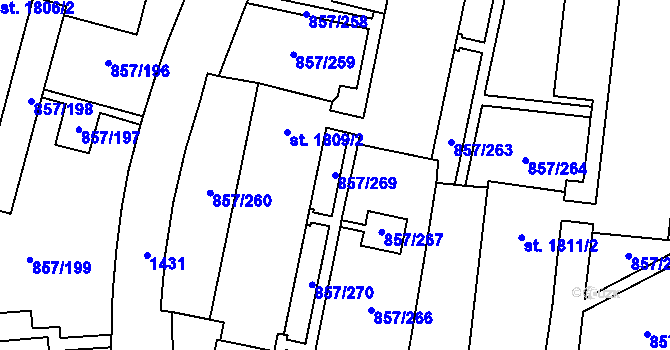 Parcela st. 857/269 v KÚ Blansko, Katastrální mapa
