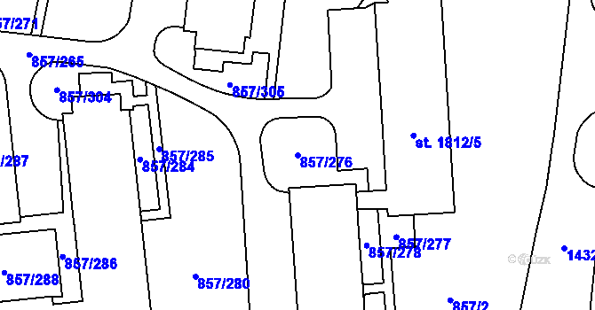 Parcela st. 857/276 v KÚ Blansko, Katastrální mapa