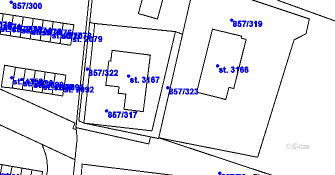 Parcela st. 857/323 v KÚ Blansko, Katastrální mapa